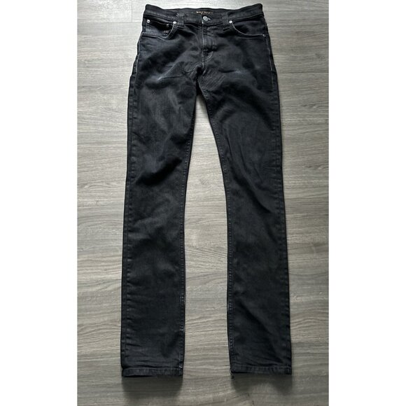 NUDIE JEANS Men's Black Organic Cotton Button Fly Skinny Jeans Size 30x34 - 32L* - Picture 1 of 11